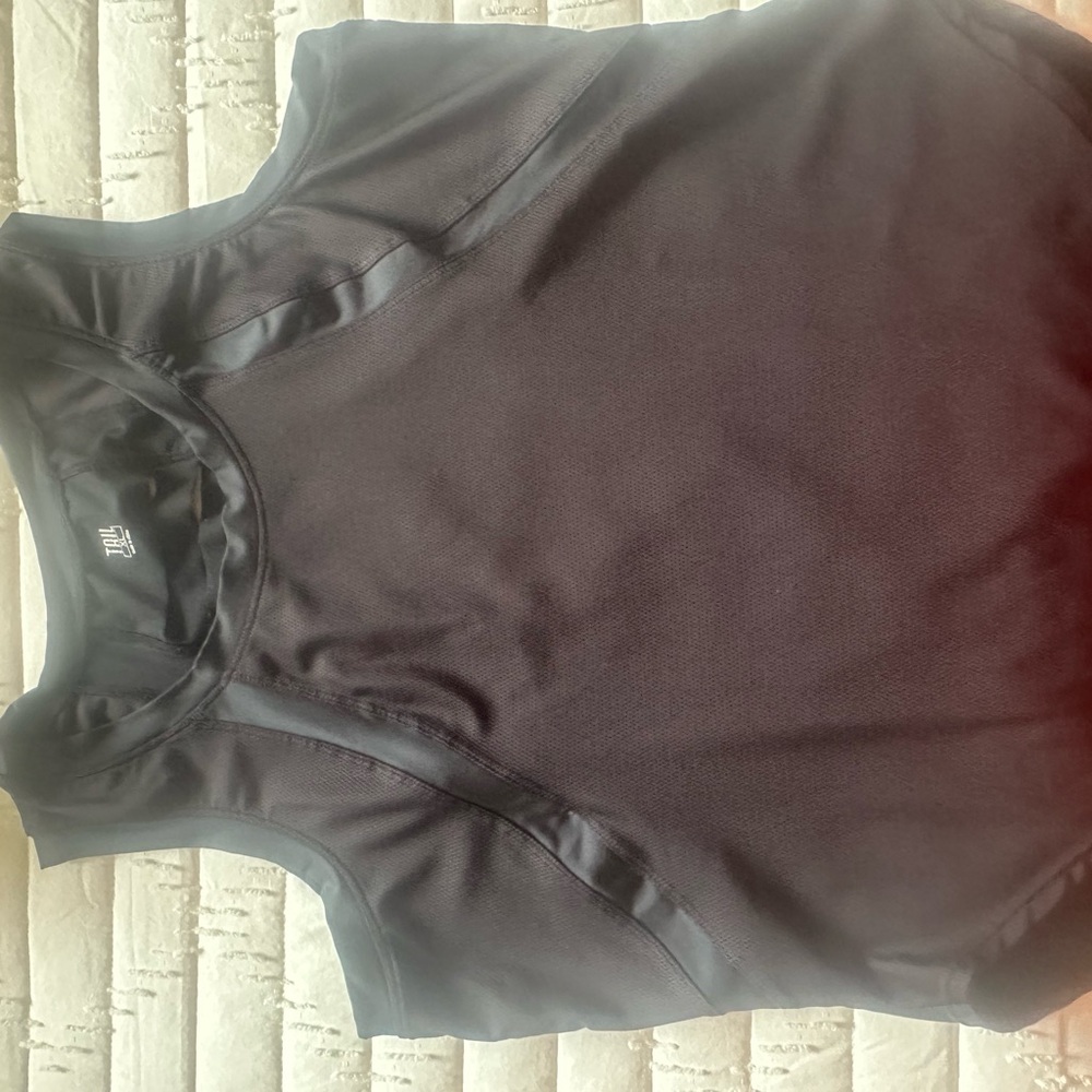 Tail Black Tank Top with Ruched Neckline